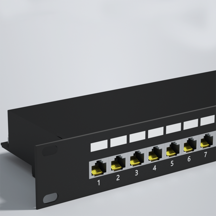 Panel de conexión con acoplador blindado Cat6, STP de 24 puertos, 1U