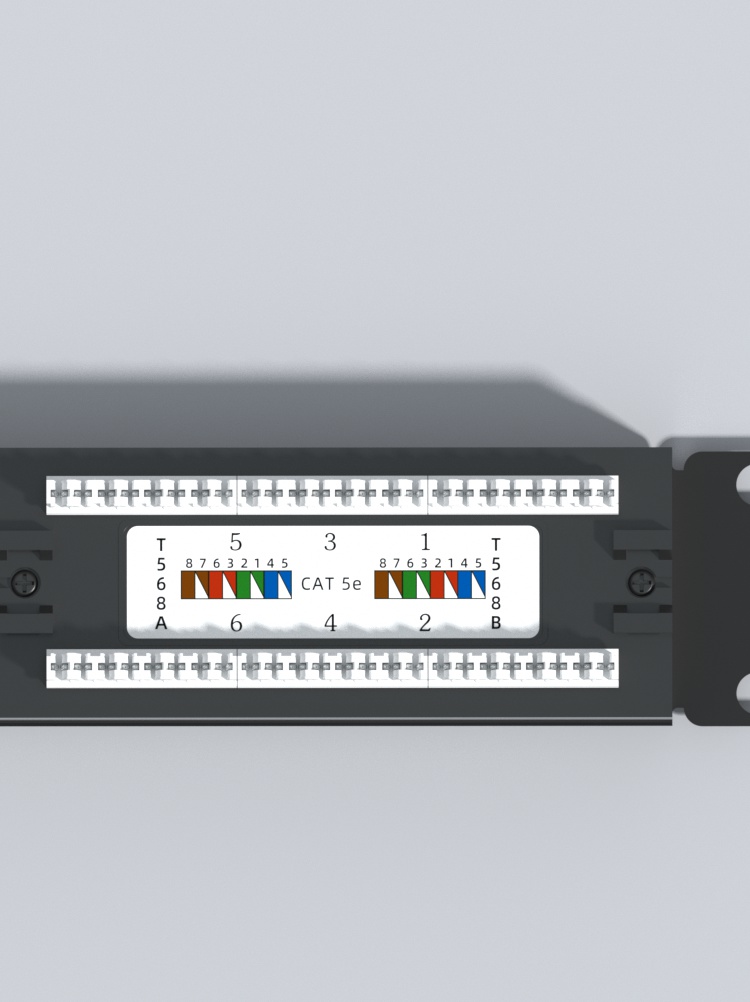 Panel de conexión con acoplador no blindado Cat5e, UTP de 24 puertos, 1U