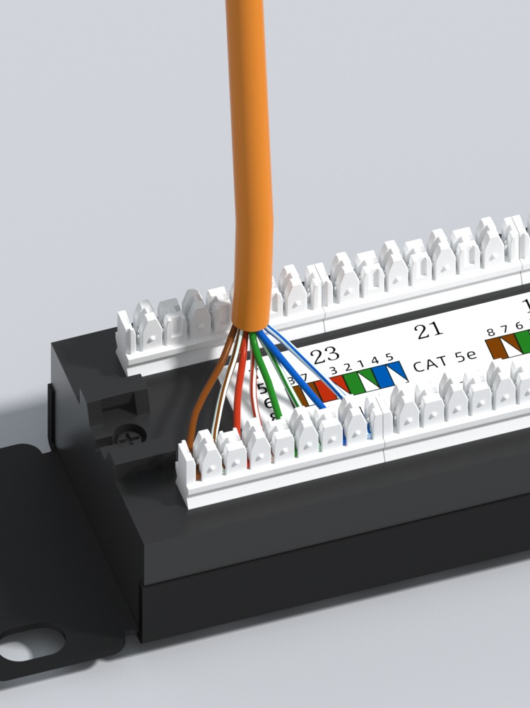 Panel de conexión con acoplador no blindado Cat5e, UTP de 24 puertos, 1U