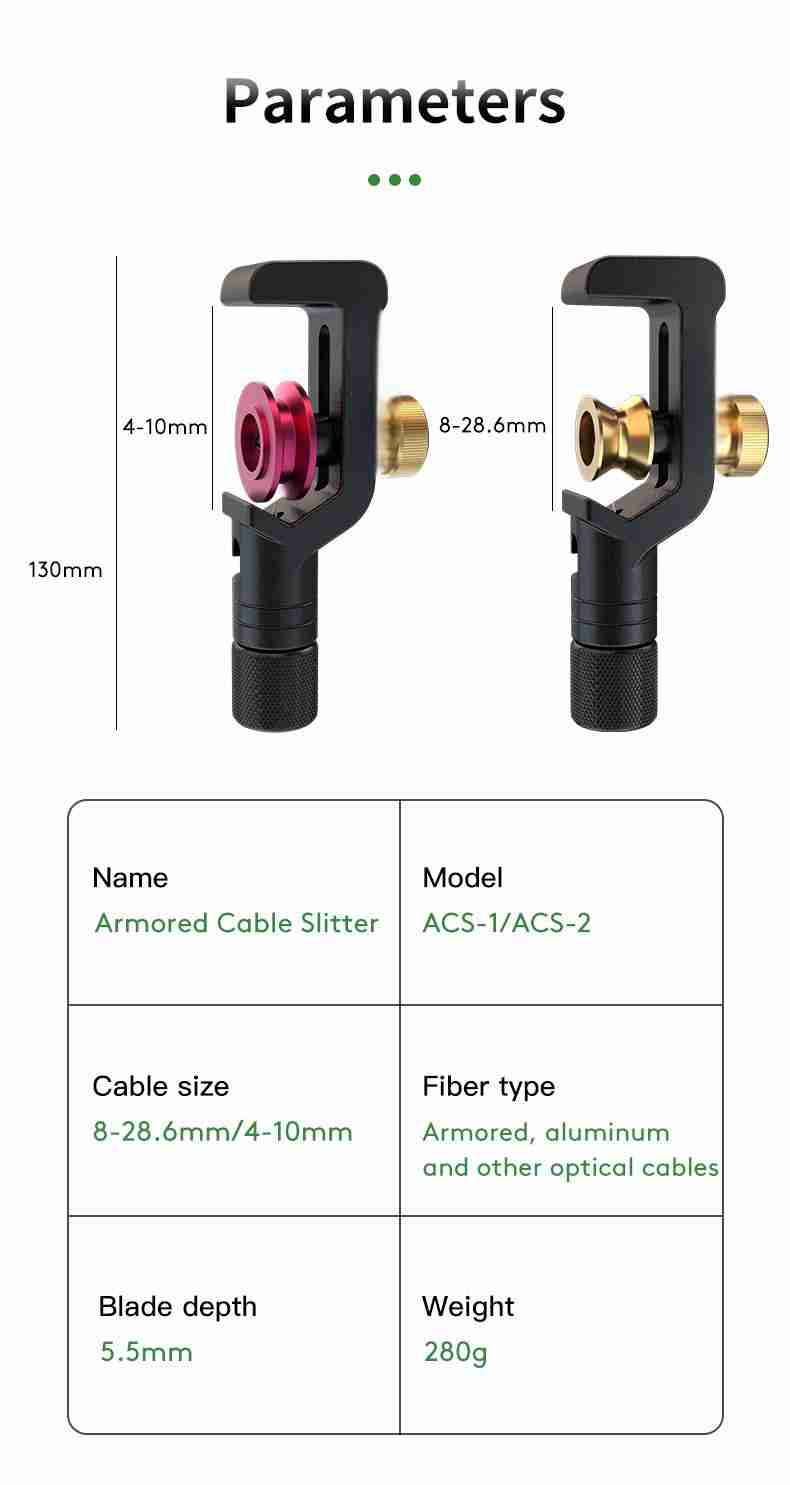 OPT ACS-1 Armored Fiber Cable Slitter 8-28.6mm Armored Cable Jacket Stripper