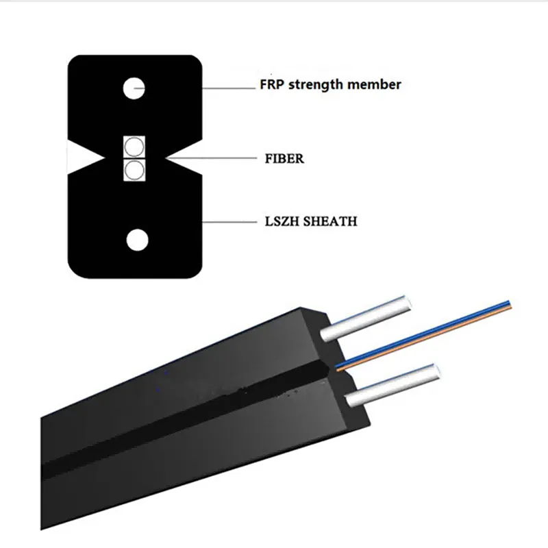 Fiber drop cable FTTH 1core G657, FRP, GJXFH OPT-FTTH1-1