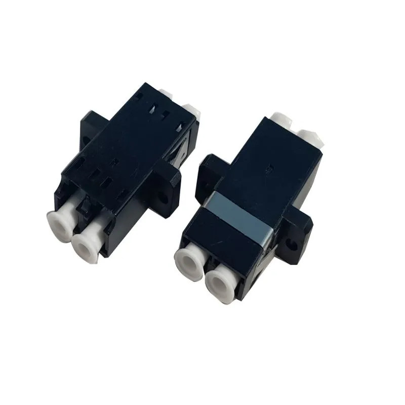 Fiber adapter LC/UPC MM Multimode Duplex with flange black color