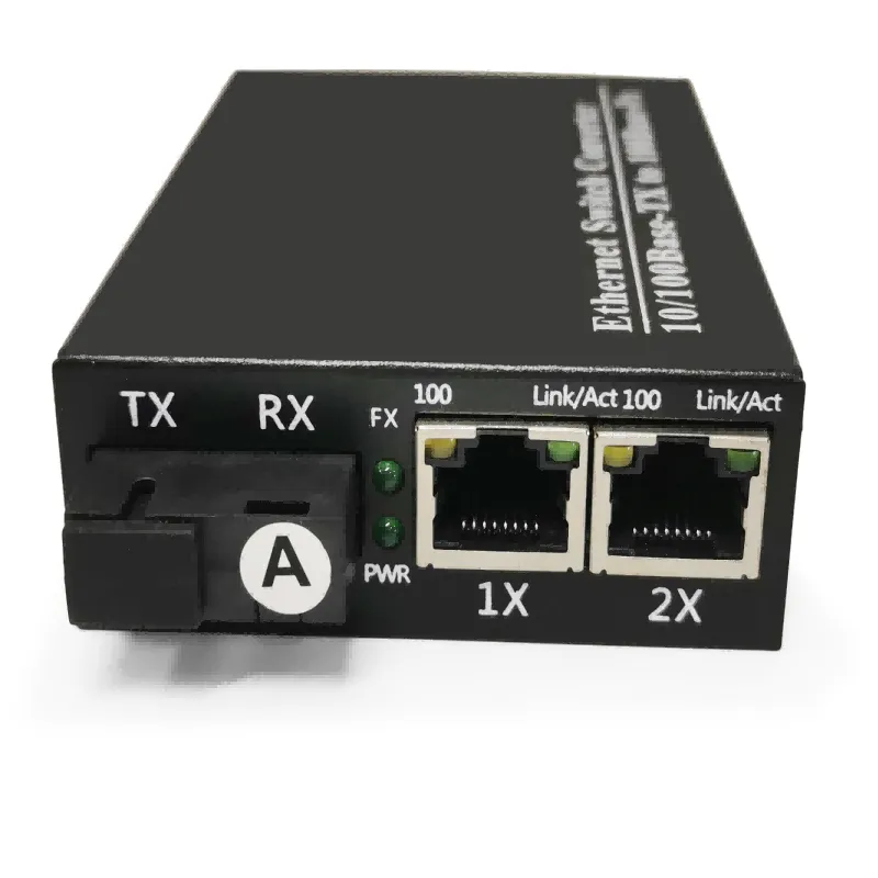 Fiber media converter single Mode  2x RJ45 to 1xfiber 100 Base-1550/1310nm