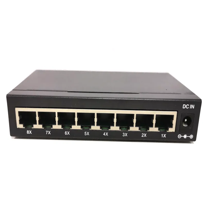 Fiber to ethernet converter Single Mode  8x 10/100//1000Base-T RJ45 to fiber 1x 1000 Base